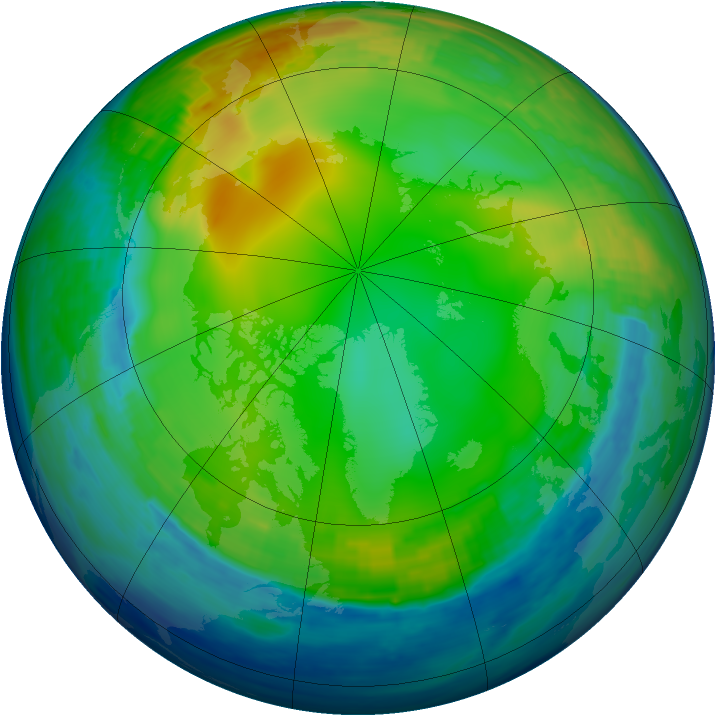 Arctic ozone map for 14 January 1993